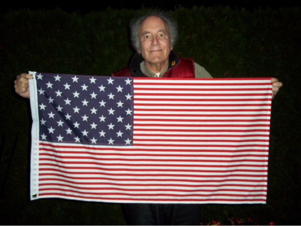 Michael Orelove and his 50-star, 50-stripe US flag.