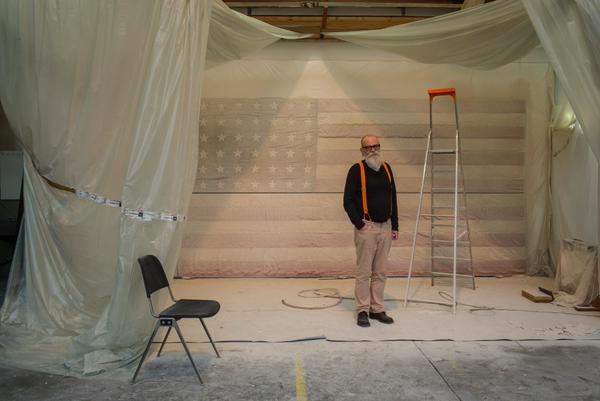 "The final painting for WHITE FLAG at #EstherSchipper. Still wet. " From the artists's twitter stream.
