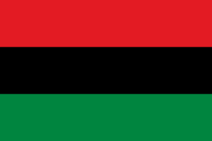 The red, black, and green flag goes by many names:  Pan-African, Afro-American, Black Liberation, Marcus Garvey, and others.  It was designed in 1920 by the Universal Negro Improvement Association and African Communities League (UNIA) .