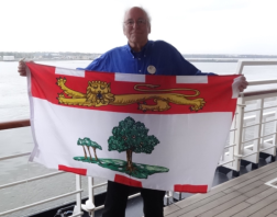 Charlottetown, Prince Edward Island: Prince Edward Island flag…Holland America presented me with the P.E.I.’s provincial flag as we left Charlottetown.